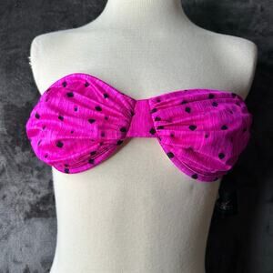 Vintage 80s/90s Bandeau Strapless Bikini Top Pink black  
Women’s Size M/L